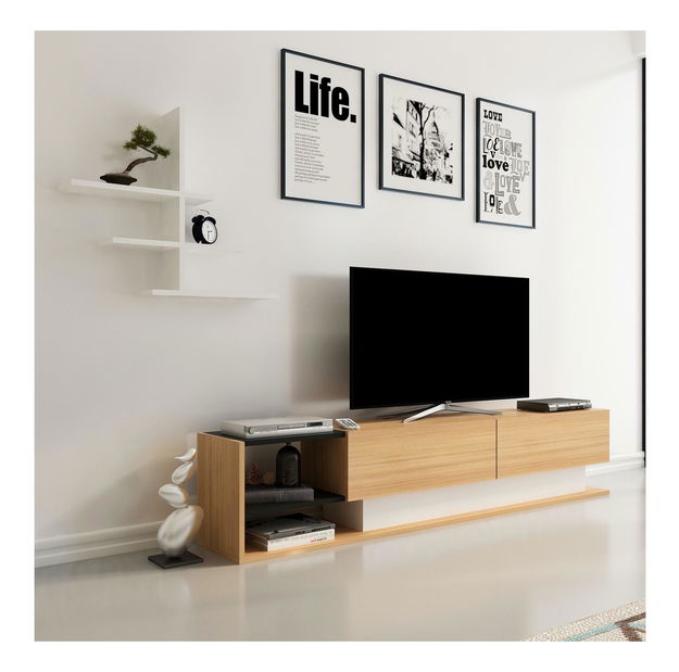 Set za dnevni boravak Lizelana (bijela + teak)