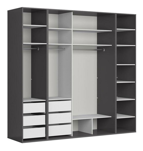 Ormar za garderobu Flex 138 (grafit + crni sjaj) (s ogledalom)