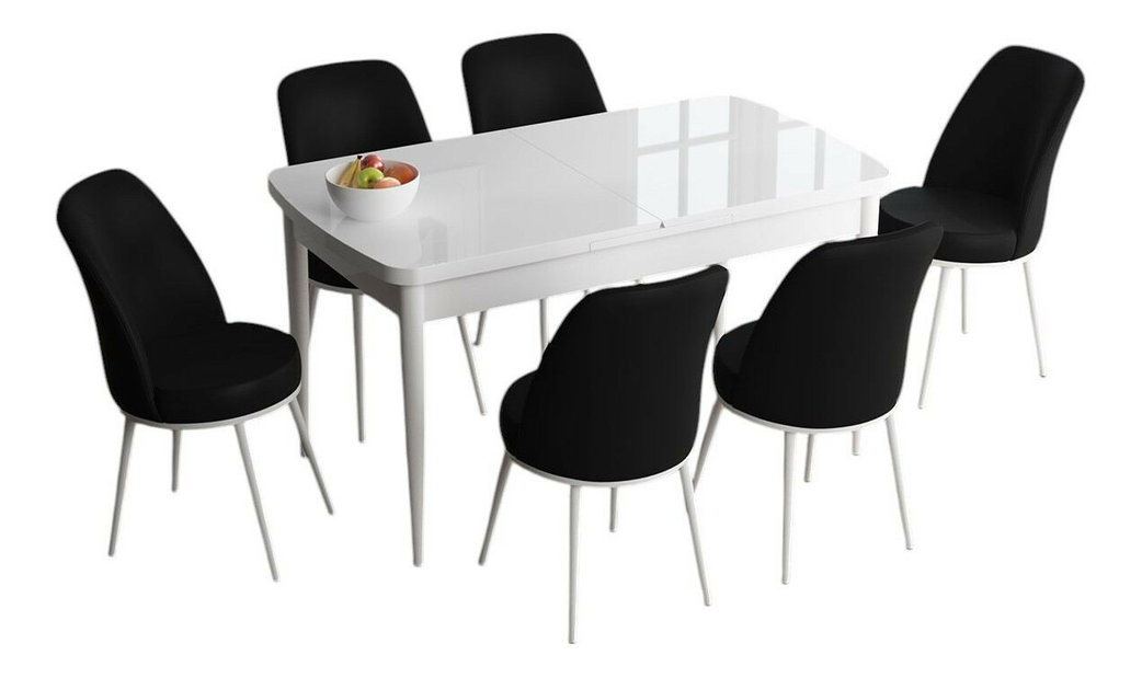 Set dining Hana (alb + negru) (pentru 6 persoane)