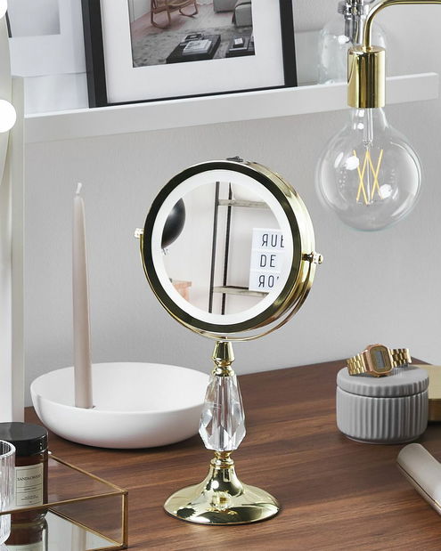 Makeup zrkadlo ø 18 cm Maurie (zlatá)