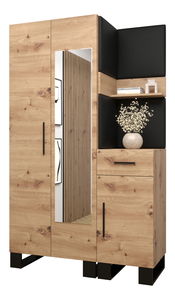 Set mobilier pentru hol Amanda 16 (Stejar artisan + piele ecologică Negru)