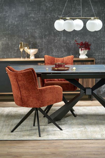 Blagovaonski stol Manuello (crni mramor + crna) (za 4 osobe)