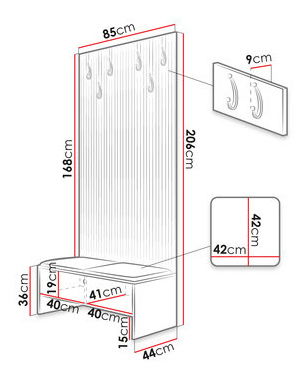Mobilier hol Esmaldos IV (stejar artisan + negru)