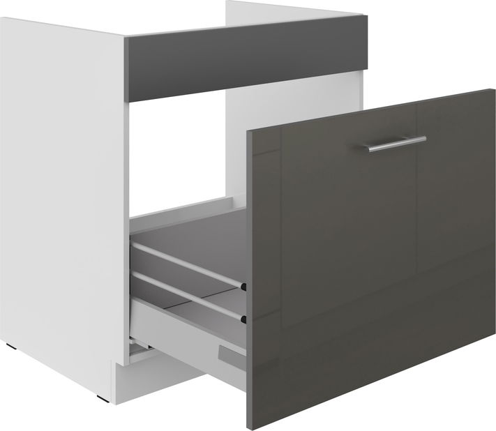 Dolná kuchynská skrinka pod drez Lavera 80 ZL 1S BB (korpus: biela + front: lesk sivý)