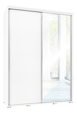 Ormar s kliznim vratima Peldon 155 (bijela) (s ogledalom)