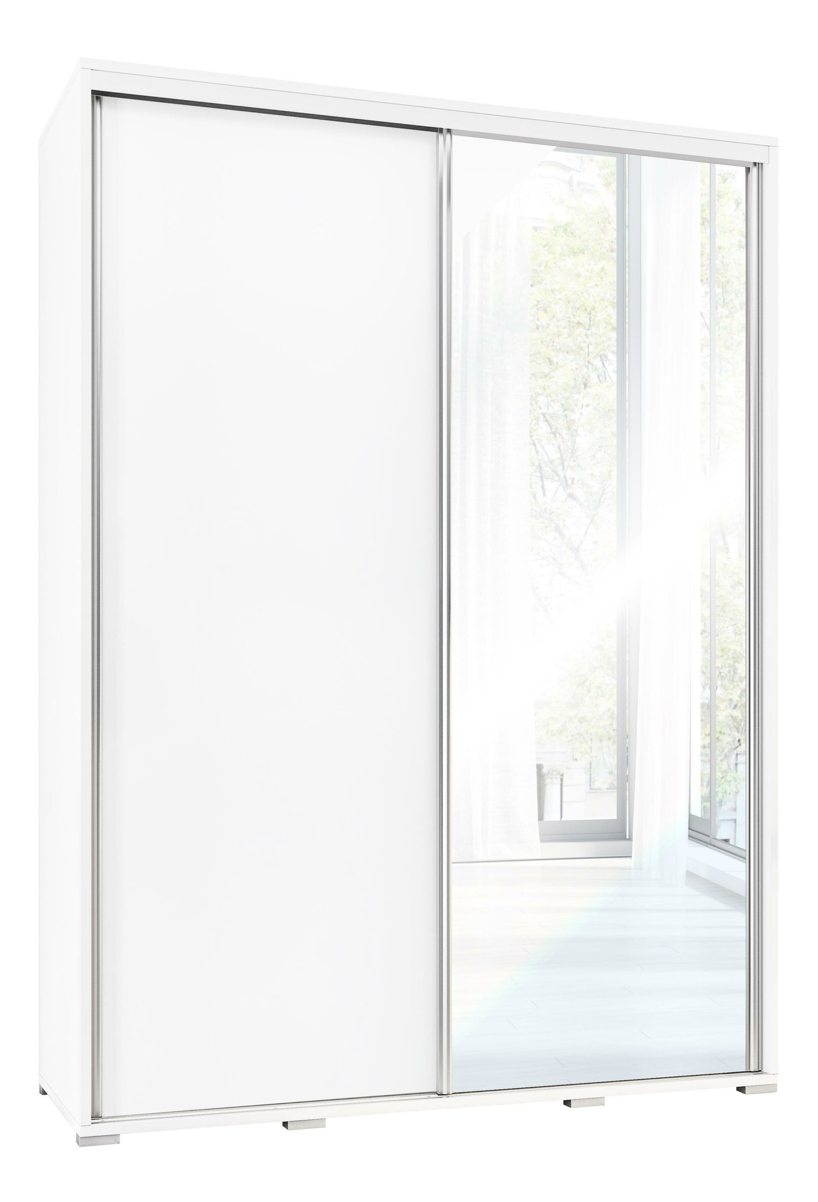 Ruhásszekrény tolóajtókkal Peldon 155 (fehér) (tükörrel)