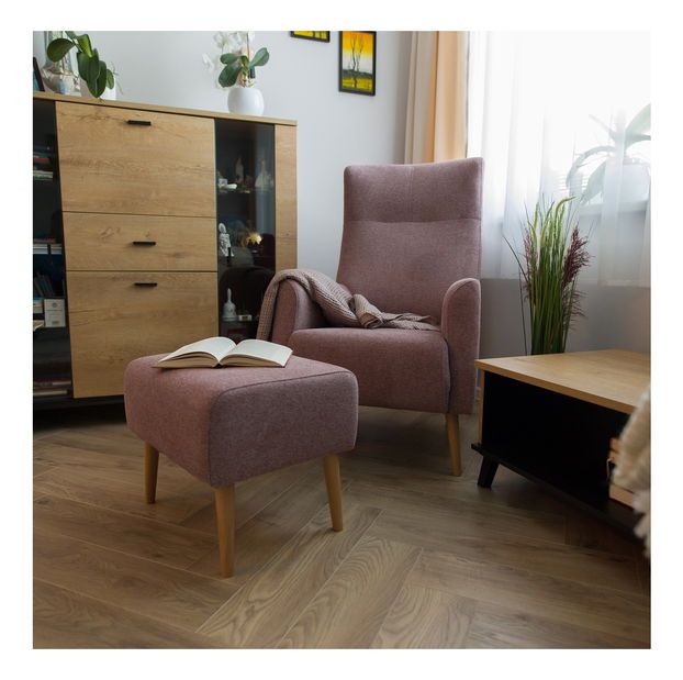 Taburet Saif (staroružová + buk)