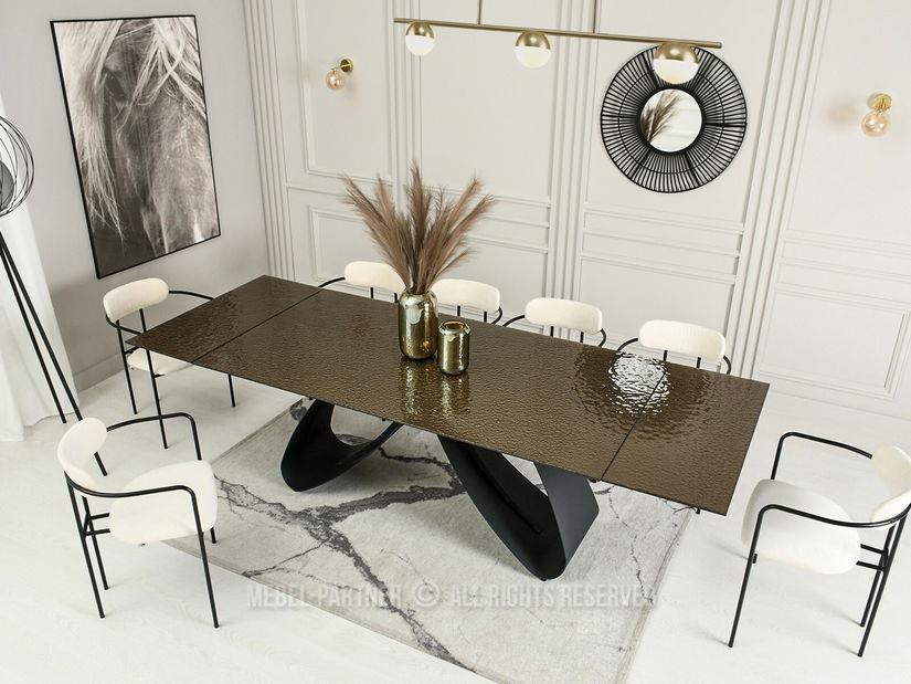 Masă de sufragerie Prego (auriu + negru)