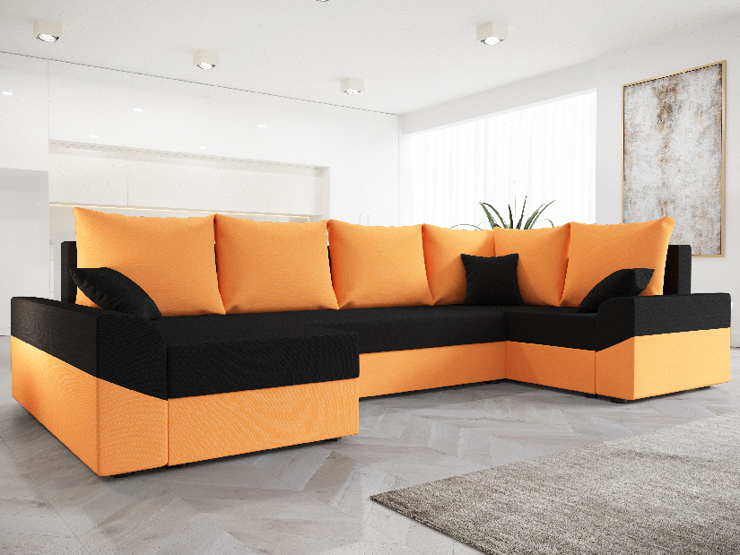 Sarok ülőgarnitúra Dusk Long (narancssárga + fekete) (B)