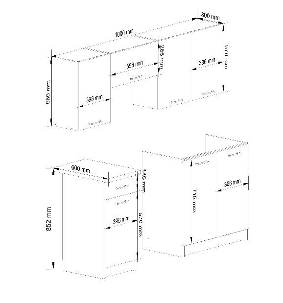 Kuchynská zostava 180 cm Ozara (biela)