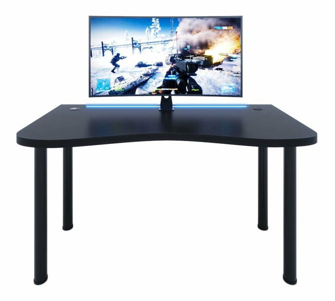 Herný pc stôl Gamer Y (čierna) (s RGB LED osvetlením)