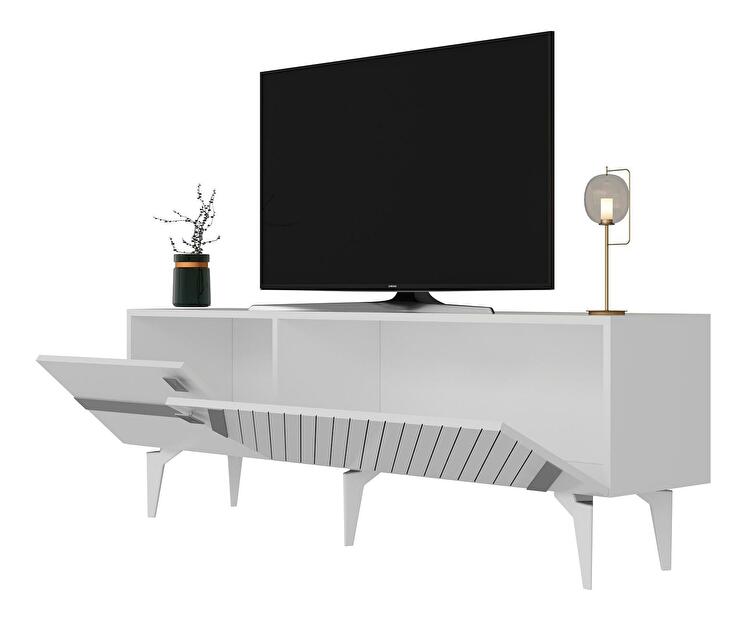 TV asztal/szekrény Tabivo (fehér + ezüst) 