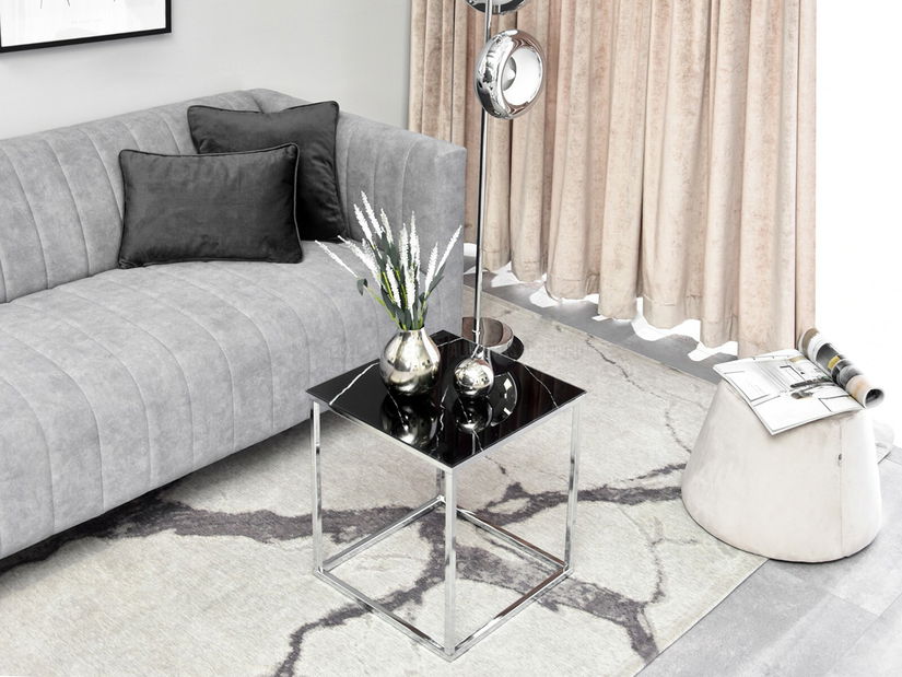 Dohányzóasztal Bella S (fekete márvány + króm)