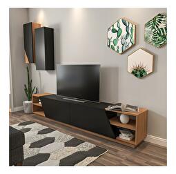 Mobilier living Ziva (Negru + teak) 