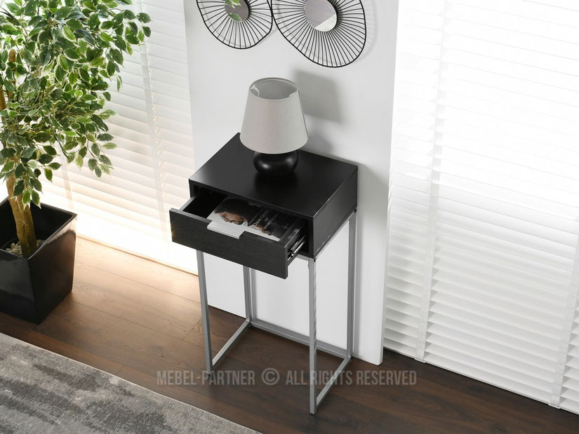 Konzolový stolík Norma S (čierne drevo + chrómová matný)