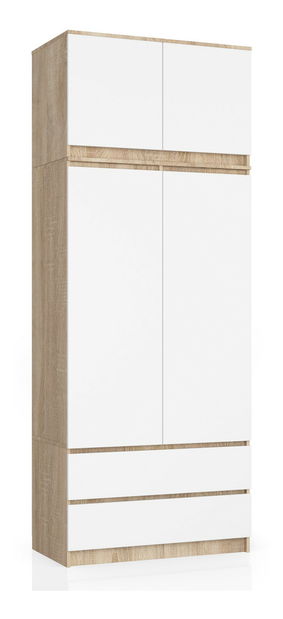 Dulap de haine Submarino (stejar sonoma + alb) (cu suprastructură)