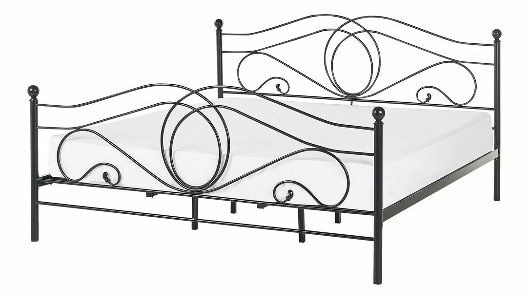 Franciaágy 180 cm LAURA (ágyráccsal) (fekete)