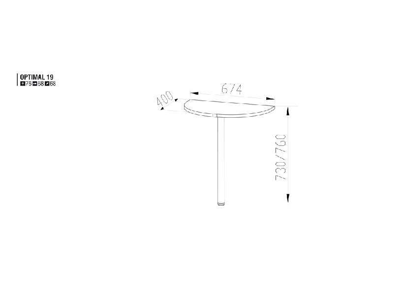 Conector pentru colțurile meselor Optimal 19