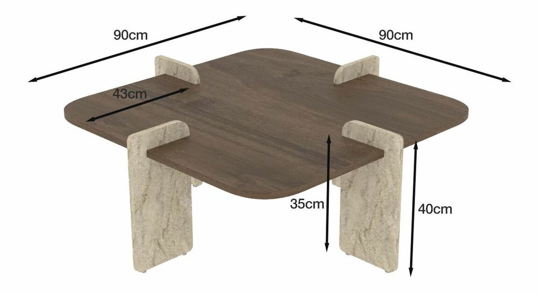 Konferenčný stolík Poalo (orech + travertín)