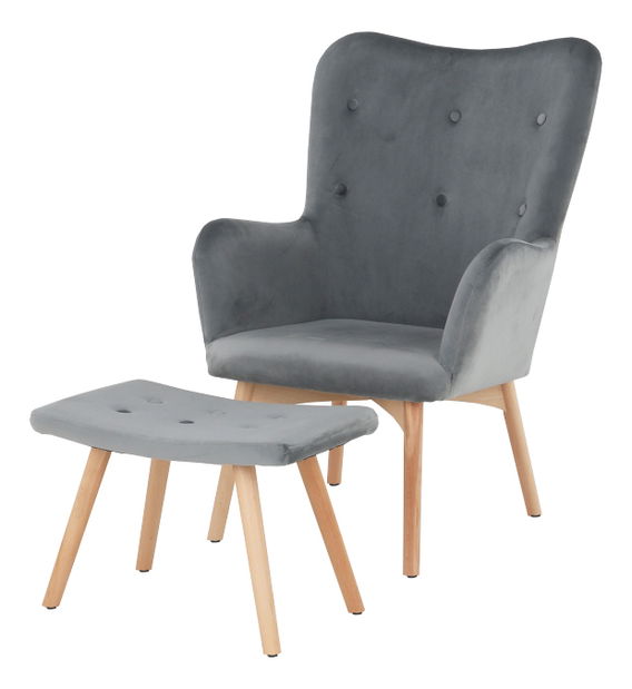 Fotel taburettel Lager New (szürke) *kiárusítás