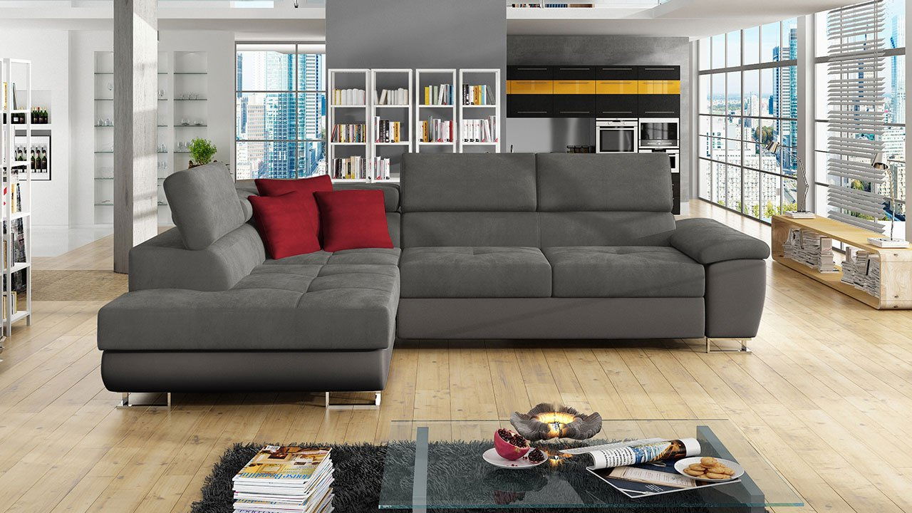 Sarokkanapé Alphard (B) (öko-bőr Soft 029 + Uttario Velvet 2971 + Kronos 02)