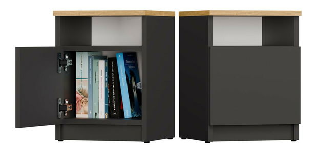 Nočný stolík Gustaban 2 (antracit + dub artisan)