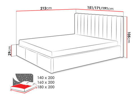 Manželská posteľ 180 cm Newarona (modrá) (s roštom) (s úl. priestorom)
