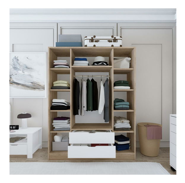 Ruhásszekrény Nisae 18 (világos dió + fehér)