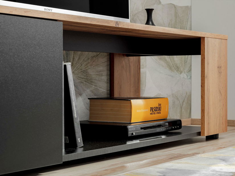 Mobilier living Mantes ZWT2 (negru mat + stejar wotan)