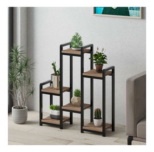 Dekoratívny stojan na kvetináče Vopamo 2 (borovica atlantická + čierna)