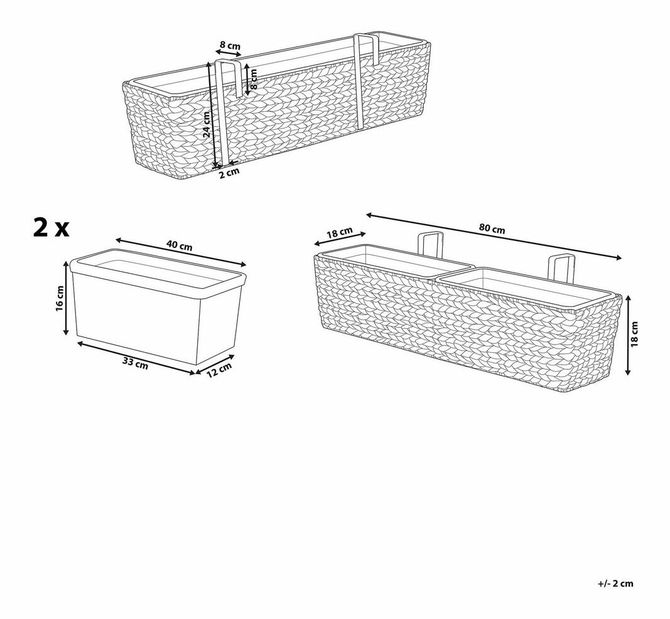 Ghiveci KAWAS 20x80x18 cm (maro)