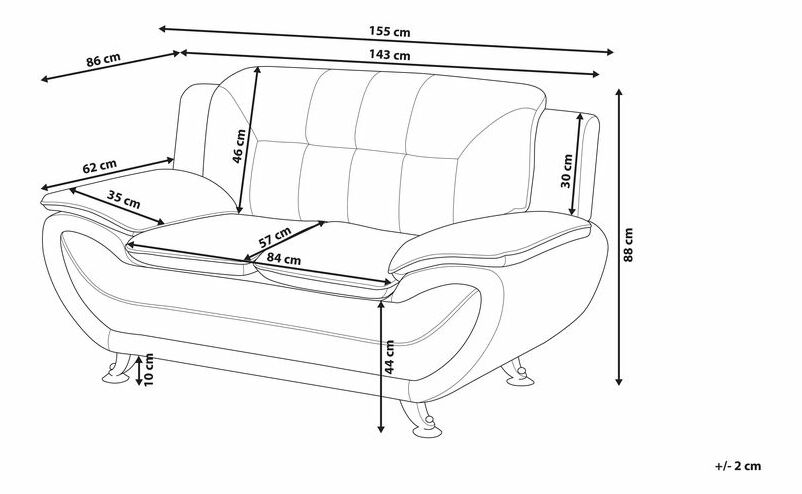 Pohovka dvojsedačka Leyton (sivá)