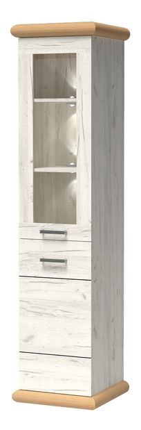 Vitrină Kenny 04 (cu iluminat LED) (craft Alb + craft auriu)