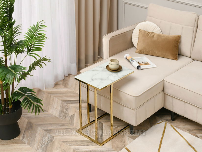 Konferenčný stolík Vasho (biela + zlatá)