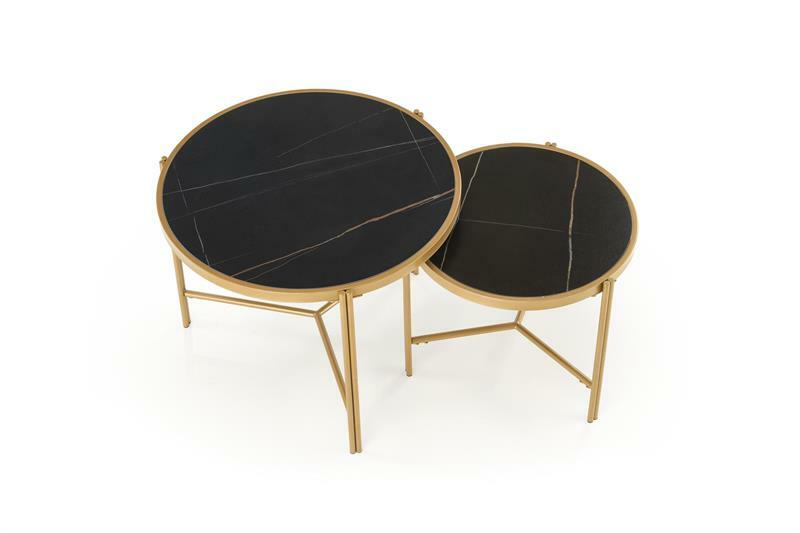Set 2 ks. konferenčných stolíkov Fantoma (čierny mramor + zlatá)