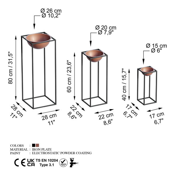 Ukrasni stalak za cvijeće Gwyneth (crna + bakar)
