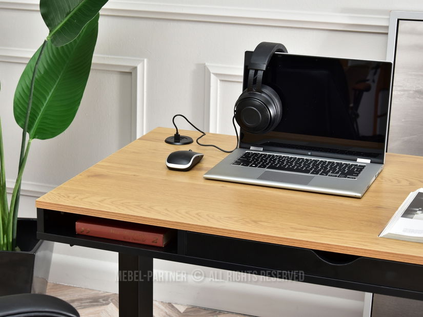 Masă PC Osto 120 (stejar negru + negru)