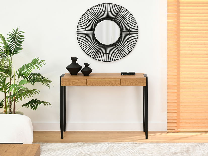 Konzolový stolík Mukusiz (dub + čierna)