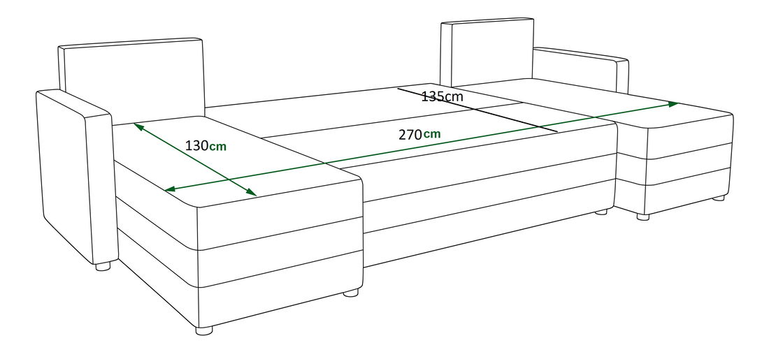 Kutna garnitura u obliku slova U Pure U Bis (crna + siva)