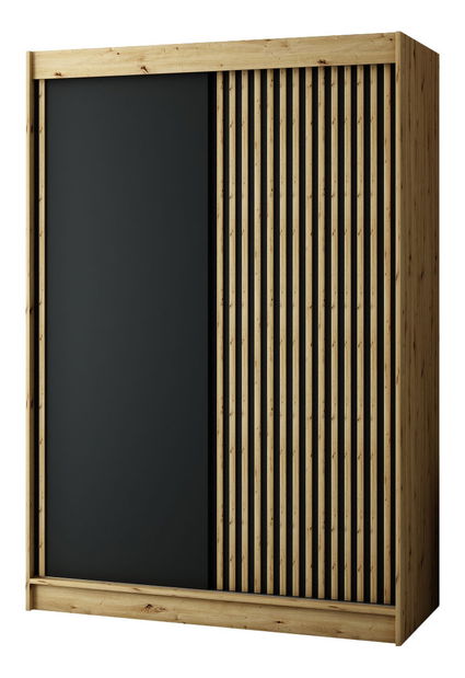 Ormar za garderobu 150 cm Ladonna (hrast artisan + crna mat)