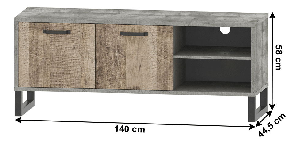 TV stolíć Bareni 2D/140 (pješčani hrast + siva )