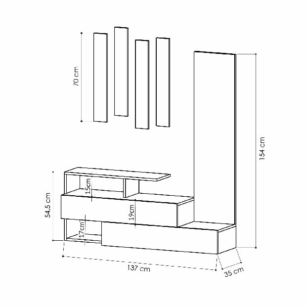 Set mobilier pentru hol Rambo (Mokka + Antracit)