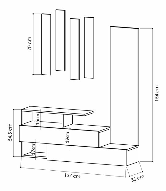 Set mobilier pentru hol Rambo (Mokka + Antracit)