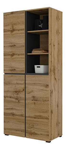 Dulap cu rafturi Crossroad H N88 (stejar wotan + negru)