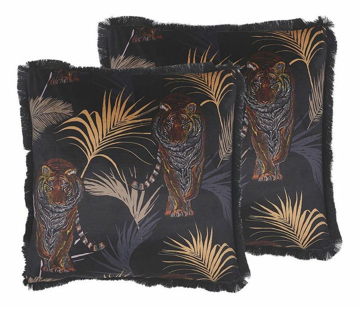 Sada 2 ozdobných vankúšov 45 x 45 cm Ramty (čierna)