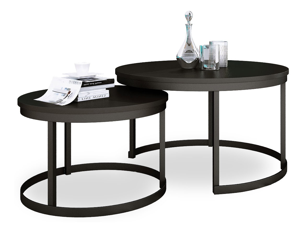 Set 2 ks. măsuțe cafea Otir (negru + negru)