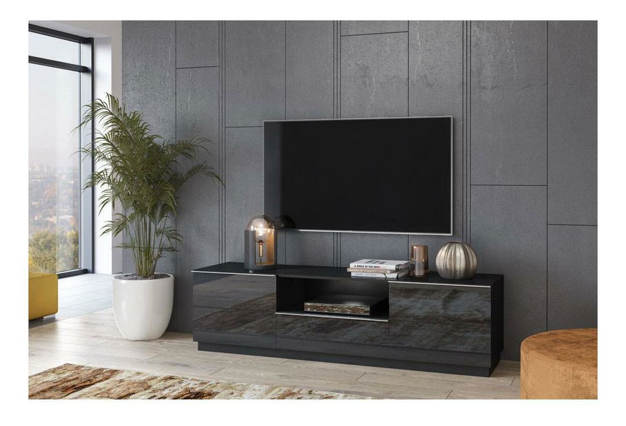 Falraszerelhő TV asztal Henry Typ 40 (fekete + magasfényű fekete)