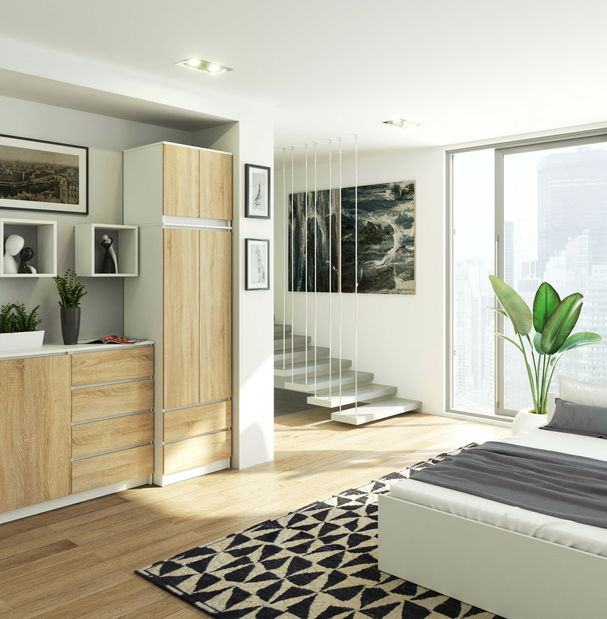 Nadstavba na skriňu Sashka II (biela + dub sonoma)