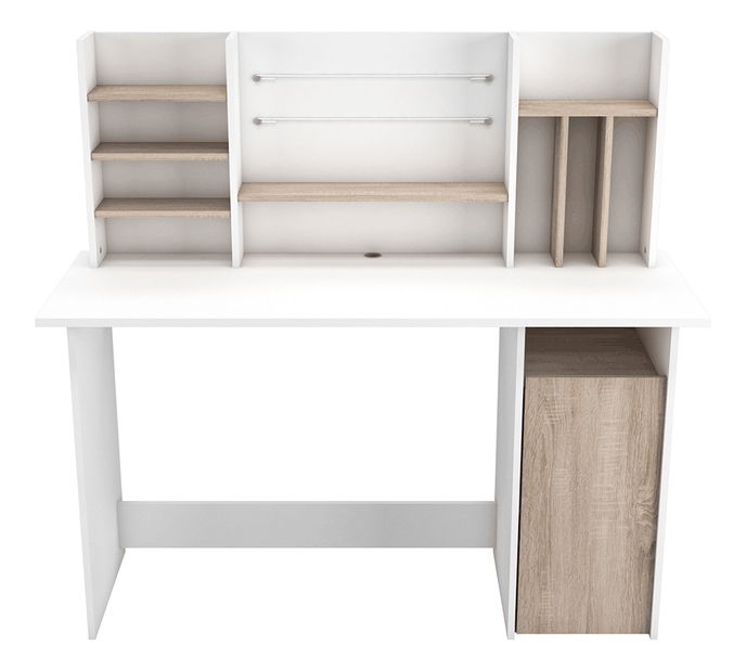 Masă PC Amabis (stejar brushed + alb)