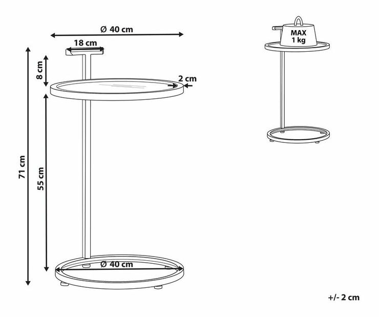 Măsuță laterală Sydel (auriu) 